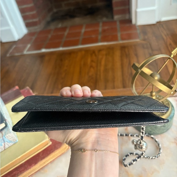 CHANEL Silver Hardware Black Quilted Leather Wallet w/ Chain Strap | WOC - Picture 6 of 10